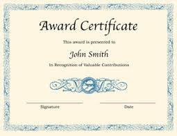 Printable Award Certificate Template Word With Certificate Of