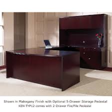 The rear part with shelves and file drawers, lighting. U Shape Desk Suite W Hutch 72x107 Mahogany Or Light Cherry