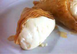 phyllo triangle pastries with custard