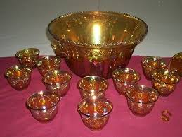 carnival punch bowl 12 cups amber