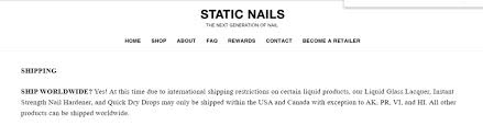 static nails international shipping