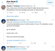Elon musk's bitcoin twitter profile and tweets. Fake Elon Musk Twitter Account Celebrates 2020 Elections With Cryptocurrency Scam Hotforsecurity