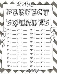 Perfect Square Chart Worksheets Teaching Resources Tpt