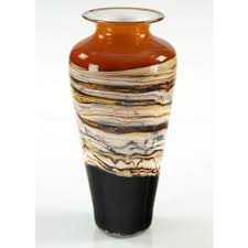 Blown Glass Vase Tangerine Strata
