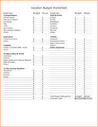 Vacation Expense Spreadsheet Template Worksheet Budget
