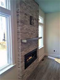 Linear Gas Fireplace Stacked Stone
