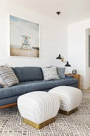 Dark Blue Denim Tufted Sofa With Gray