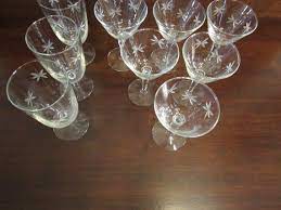 Etched Crystal Wine Glasses And Water