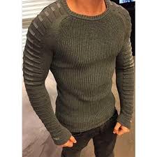 Knitted Round Neck Long Sleeve Solid Color Sweater