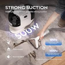 vivohome portable upright corded carpet cleaner with 4 detachable brush heads and 14kpa strong suction in white
