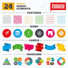 Banner Tags Stickers And Chart Graph Textile Cloth Piece Icon