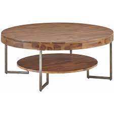 natural wood grain round coffee table
