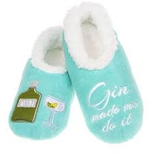 Snoozies Gin Made Me Do It Slippers Ladies Large Size 6 7 Super Soft Non Slip