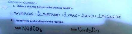 alka seltzer tablet chemical equation