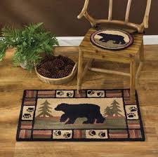 black bear adirondack hooked area rug