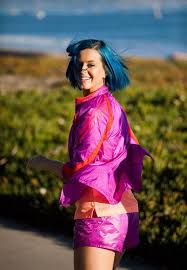 You see these colorful hair streaks here on katy perry? Katy Perry Adidas Ads Star The Singer S Blue Hair Photos Huffpost Life