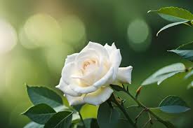 A White Rose In A Garden With A Green