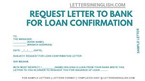 request letter for loan confirmation