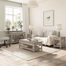 Bush Furniture Key West Lift Top Coffee Table Desk With Console Table And End Tables Washed Gray