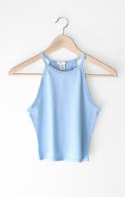 Sleeveless Crop Top Light Blue Top Outfits Clothes Tops