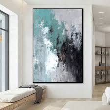 Abstract Artwork Teal Gray Black White