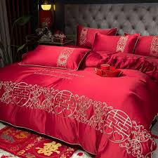 Luxury Red Chinese Wedding Bedding Set