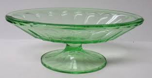 Vintage Depression Glass Green Footed