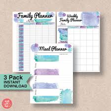 Printable Family Organizer Printable Family Meal Planner Printable