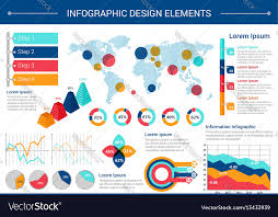 Infographic Elements Design With World Map Charts