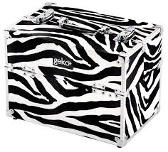 vanity case makeup box silver zebra