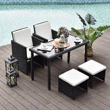 Outsunny 4 Seater Cube Rattan Table And