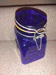 vintage blue glass kitchen canister