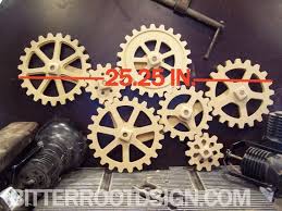 large wooden gears kinetic wall art