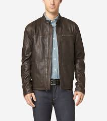 Mens Washed Leather Moto Jacket In Pebble Cole Haan Us