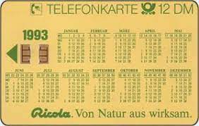 Kalender abadi untuk antara tahun 1800 dan 2400. Telefonkarte Ricola Original Kalender 1993 Deutsche Telekom Deutschland Bundesrepublik Chip S Col De S 59 92 2
