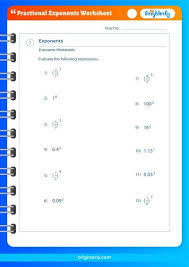 Fractional Exponents Worksheets