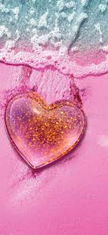 Love heart Wallpaper 4K, Beach, Pink ...