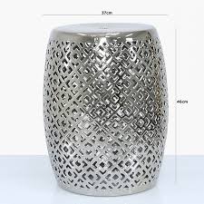 silver ceramic stool side end table