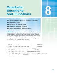 Quadratic Equations And Functions