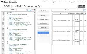convert json to html table with