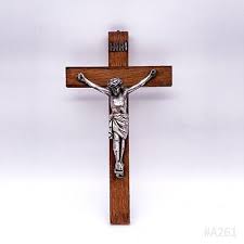 Antique Wall Cross Crucifix With Wooden