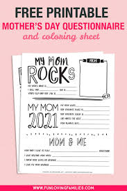 We moms need to stick together and lift each other up! Mother S Day Questionnaire 2021 All About Mom Printable Fun Loving Families