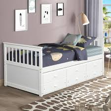 White Twin Daybed With Trundle Bed And Storage Drawers