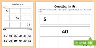 Counting In 5s Cut And Stick Worksheet Worksheet