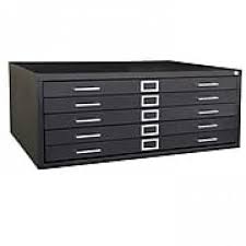 5 drawer steel flat file cabinet black