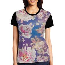 Womens Raglan Top Tee Flower Floral Summer Casual T Shirt