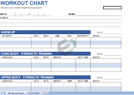 workout chart free excel templates