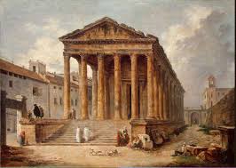 The maison carrée is an excellent example of a classic augustan temple podium. Ancient Temple The Maison Carree At Nimes Painting Hubert Robert Oil Paintings