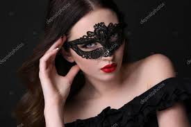 lace mask on face stock photo