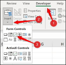 how to create a checkbox in excel a